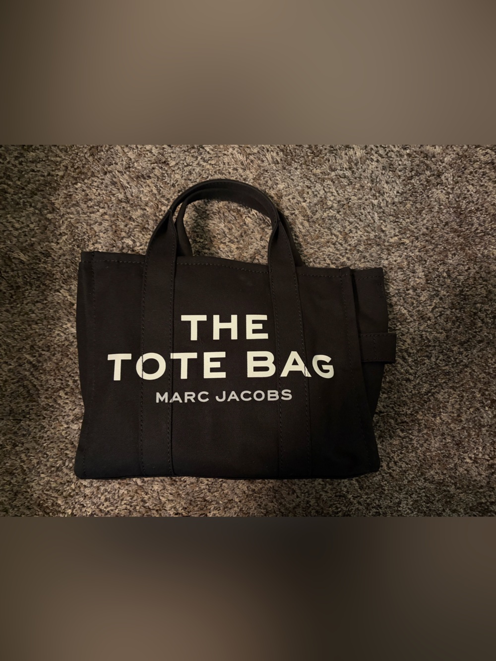 Marc Jacobs Black Canvas Tote with White Logo Text